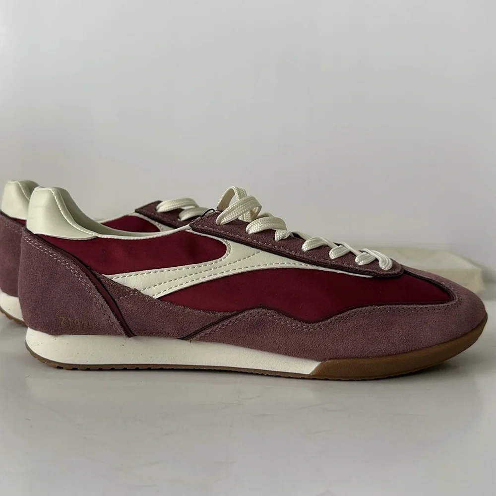 Zara Men's Maroon and Cream Sneakers - Picture 5 of 17